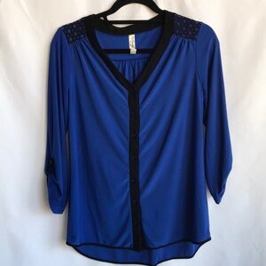 PerSeption Concept royal blue and black blouse, M